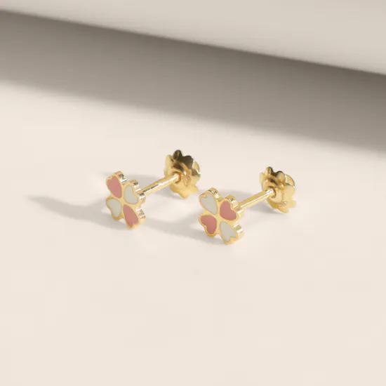 Damas Ara Heart Gold Stud Kid's Earrings