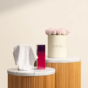 Emma Signé Beige Chiffon Scarf | Escada Magnetism Perfume and Flowers