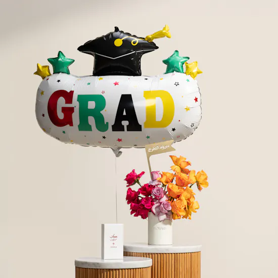 Ibraq Abaq Pomegranate Musk Unisex EDP | Congrats Grad Flowers and Balloon
