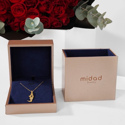 Midad Hob Necklace Gold with Diamond| 50 Red Roses