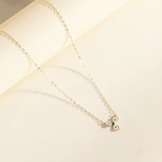 L'azurde Gold with Green Stone Necklace