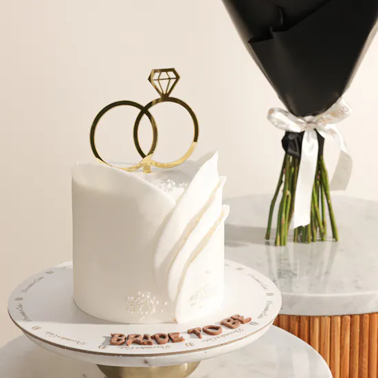 December Cake Elegant White Cake Bride To Be | Love Flowers Bouquet