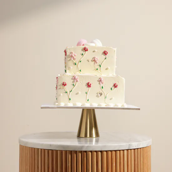 Floward Macarons and Flowers Two Tier Cake