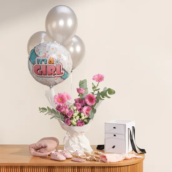 Gifted Pink Baby Drawers Box | Festive Flowers