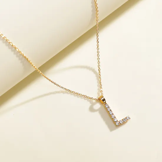 Caroline Svedbom Mini L Letter Crystal Necklace