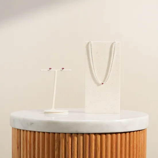 Pandora Red Heart Earrings and Necklace Set