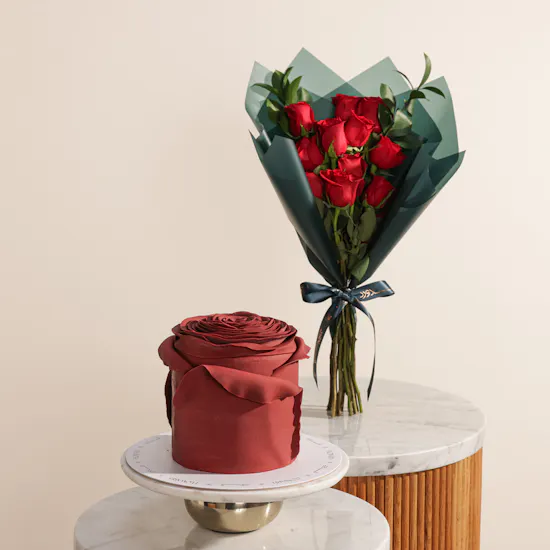 Floward Red Rose Premium Cake | Sacred Passion Flower