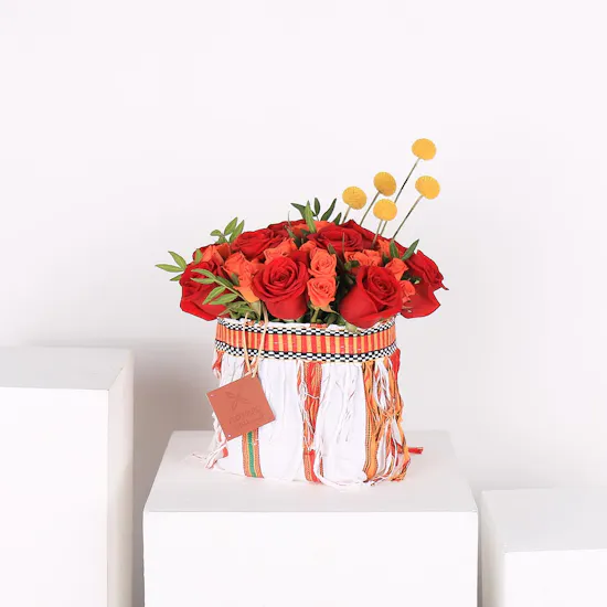 Red & Orange Flowers | Fabric Vase