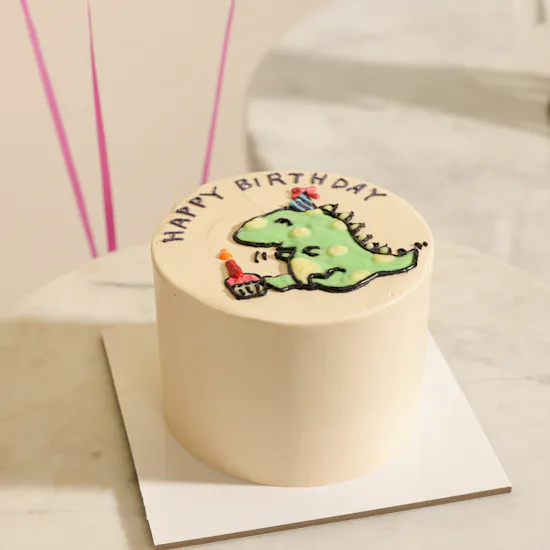 Floward Mini Dino Birthday Vanilla Cake | Flowers Bouquet and Balloons