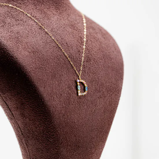 L'azurde Letter D Gold Necklace | Orange Bouquet