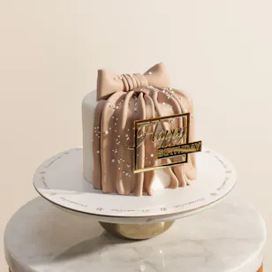 December Cake Happy Birthday White Cake Beige Ribbon December Cake Happy Birthday White Cake Beige Ribbon