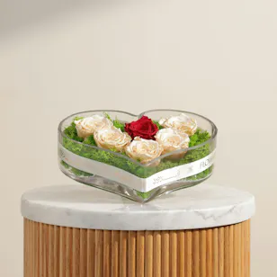 Preserved Elegant Rose Heart Vase