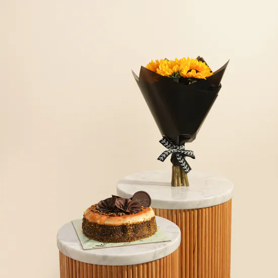 Madeleine Chocolate Crème Brulee Cake | Blooming Flower Bouquet
