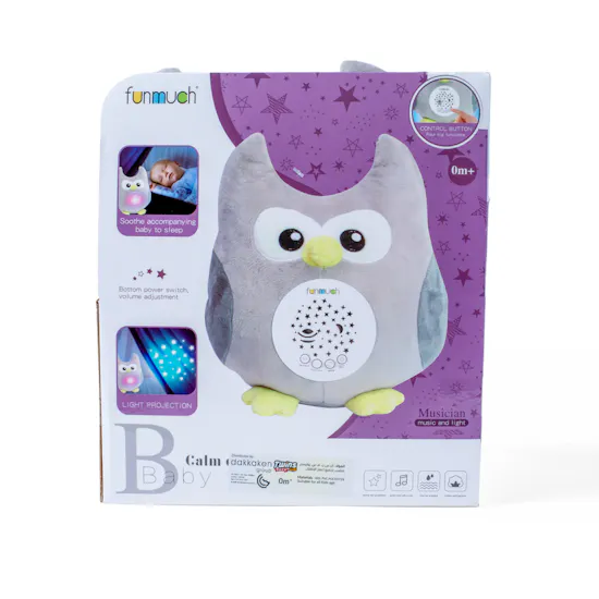 Furry OWL bird toy with lights and music for kids