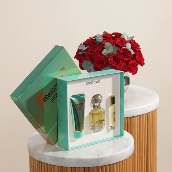 Roberto Cavalli Paradiso Holiday Set for Women | Red Magical Flowers