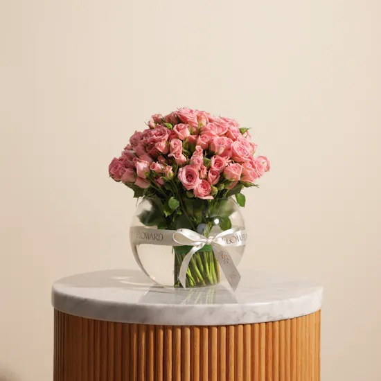 Pink Baby Rose Vase | 35 Flowers