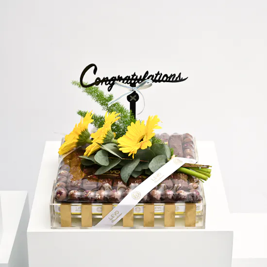 Levo Square Chocolate Tray | Congratulation Blooms