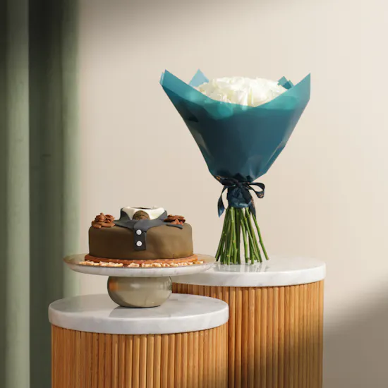 Floward Men's Birthday Cake | Bloomlight Serenade Flowers Bouquet