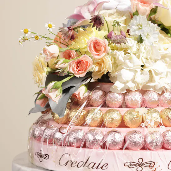 Creolate Baby Girl Pink Praline Tower | Dreamy Pastel Flowers
