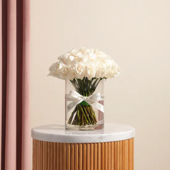 Majestic White Roses Vase | 35 Flowers