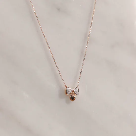 Baby Crown Heart Rose Diamond Necklace | Baby Girl Flowers