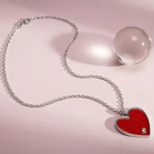 Zia Red Heart Pendant Silver Necklace