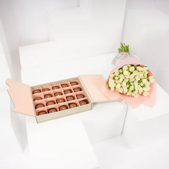 Floward Caramel Chocolate Box | Baby Roses Bouquet