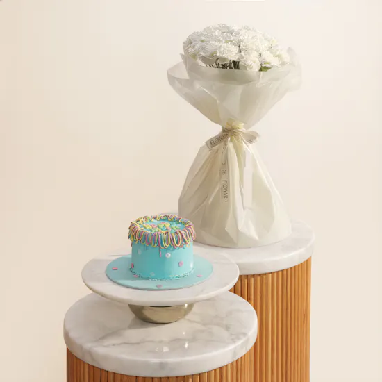 Sweet Atelier Rainbow Birthday Cake | Marvelous Flower Bouquet