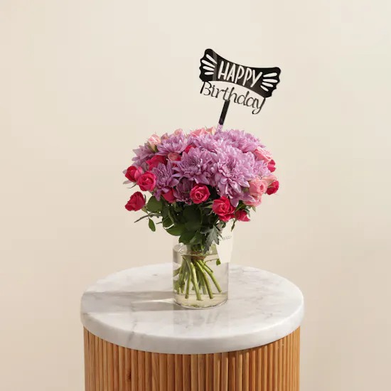 Pink Birthday Melodies Vase