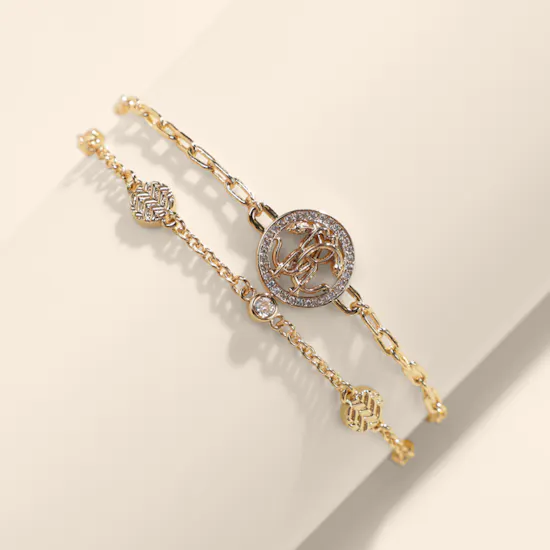 Roberto Cavalli Gold-Tone Double Layered Logo Bracelet