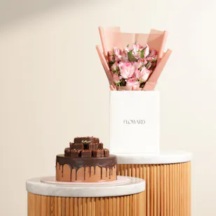Creamy Ribbons Nutella Brownies Chocolate Cake | Soft Breeze Flowers