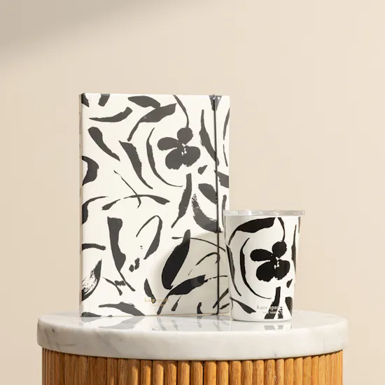 Kate Spade Black and White Mug and Notebook Set