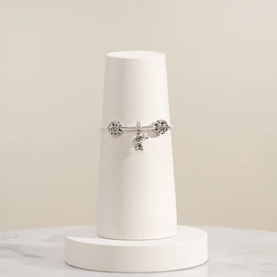 Pandora Heart Chain with Heart and Teddy Bear Dangle Charms Bracelet Set