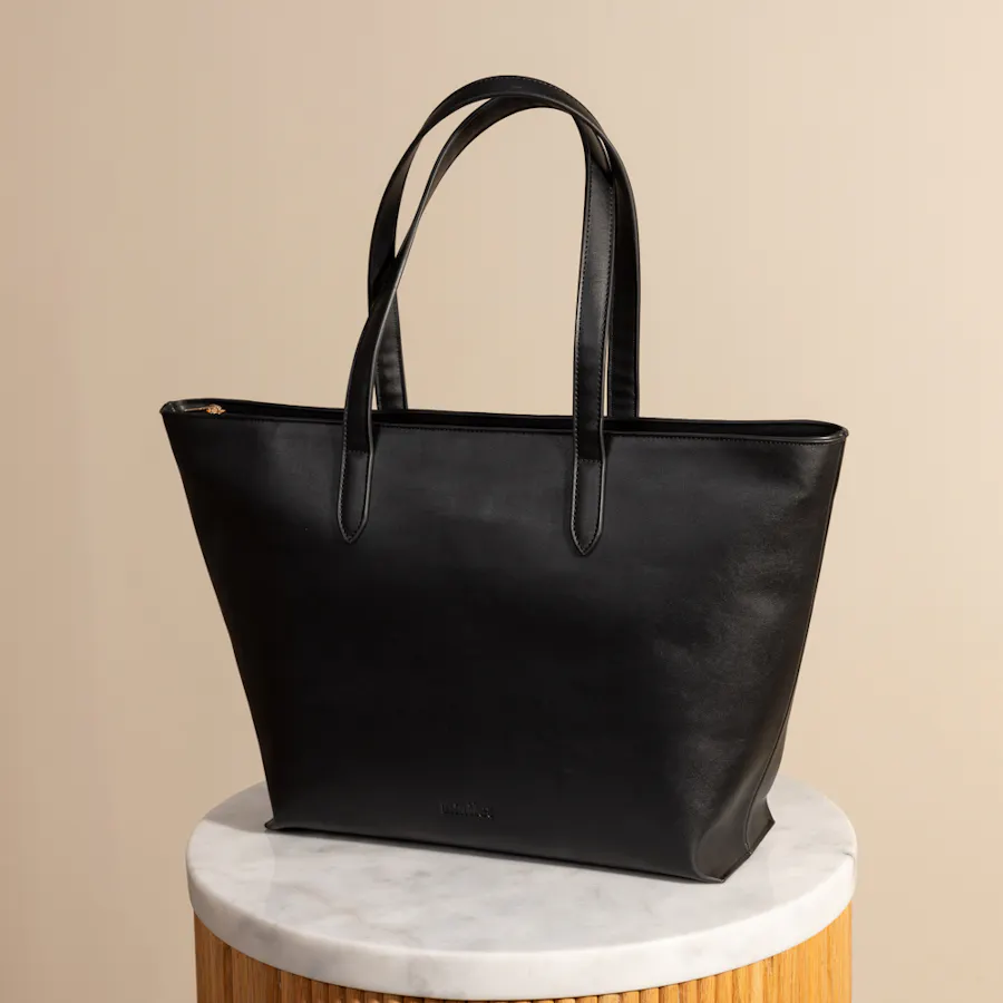 Minilet Classic Zipper Black Leather Handbag  2