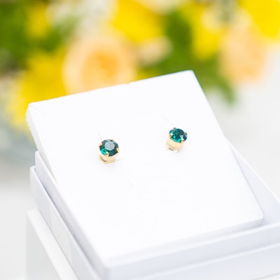 Caroline Classic Stud Earrings-Emerald