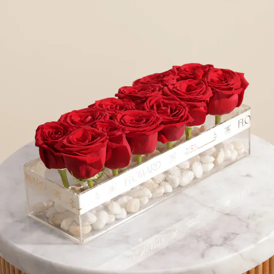 Romantic Red Roses | Flowers Acrylic Vase