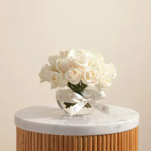 Serene White Roses Vase | 25 Flowers Serene White Roses Vase | 25 Flowers