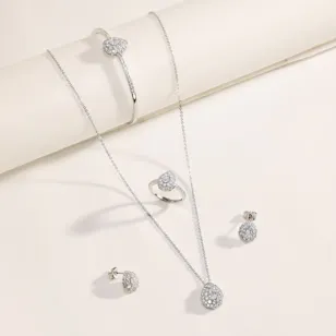Alvira Teardrop Rhodium Plated Jewelry Set