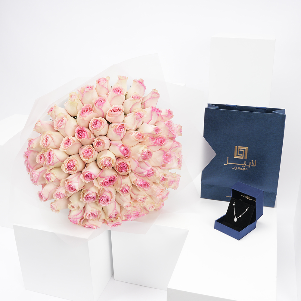 لابيز قلادة الماس و باقة الجوري  اسبيرنس