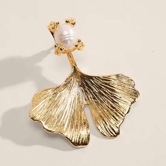 Lynyer Twisted Flora Pearl Gold Plated Earrings