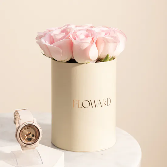Casio Pink Baby-G Watch | Nino's Bakery Happy Birthday Cake and Flowers