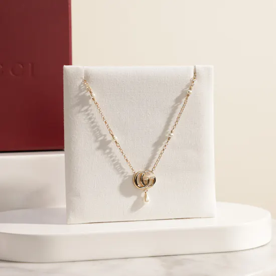 Gucci GG Marmont Gold Tone Plated Pendant Necklace