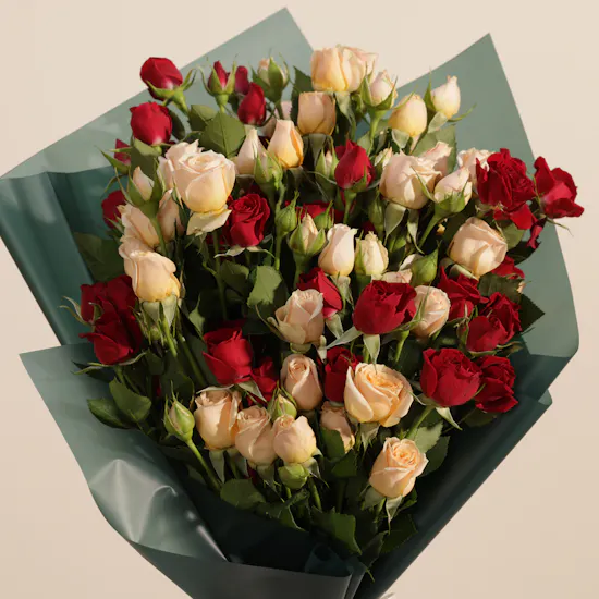 Gentle Flame Baby Roses Bouquet | 15 Flowers