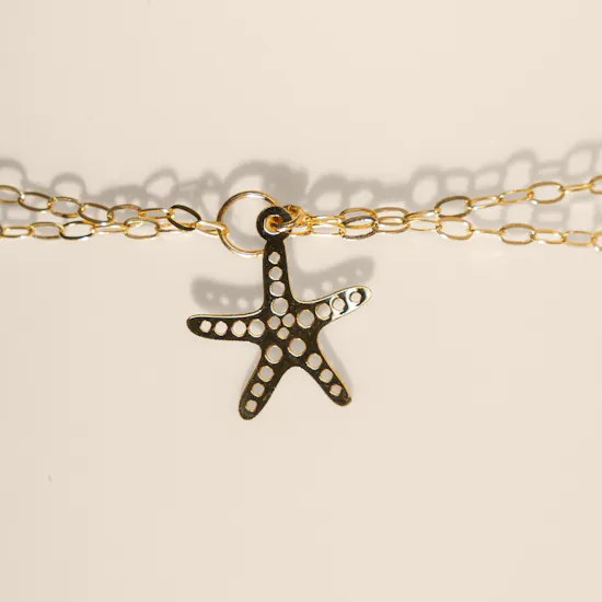 Miss L' Starfish and Seashell Chain Gold Bracelet