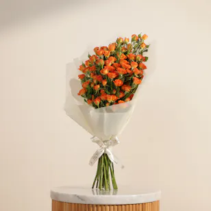 Bright Wishes Orange Baby Rose Bouquet | 25 Flowers 