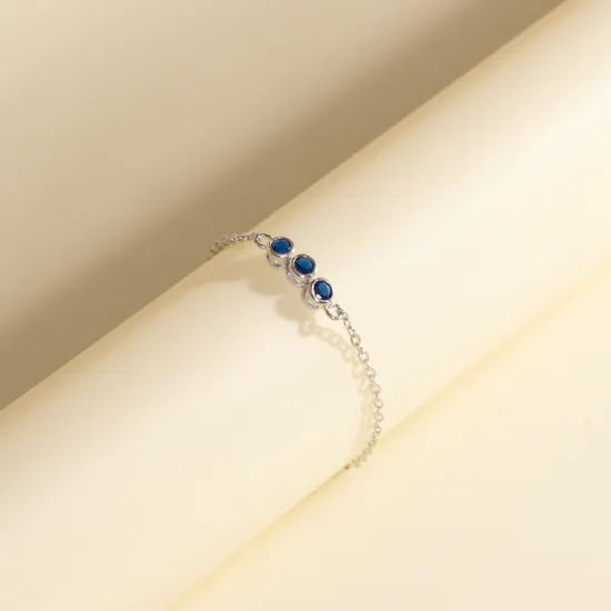 Felizmoda Three Blue Stones Silver Bracelet