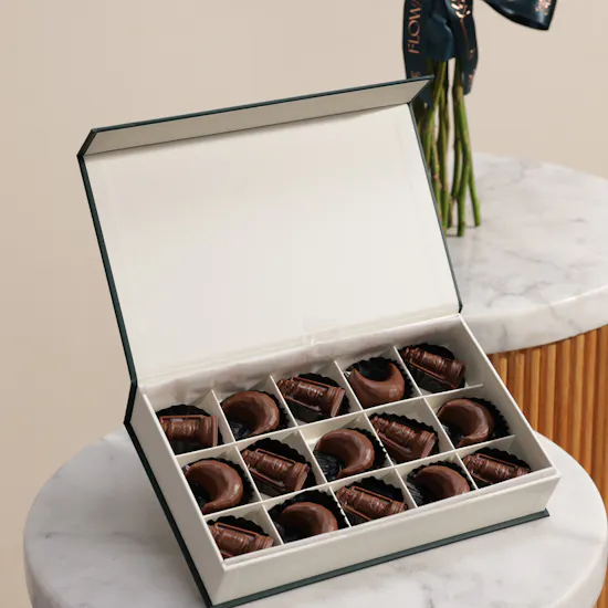 Floward Essence of Joy Chocolate Box | Wishes Radiant Flower Bouquet