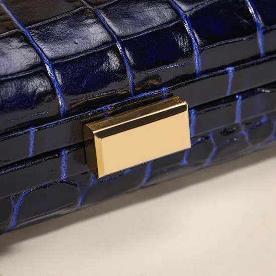 Rula Galayini Waltz Royal Blue Lizard-Print Women's Clutch