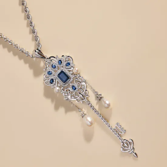 Key Of The World Necklace -Diamond & Sapphire