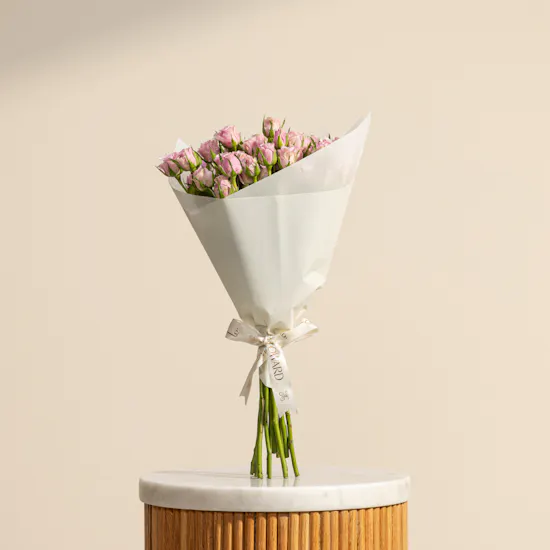 Dewy Elegance Purple Baby Roses Bouquet | 12 Flowers